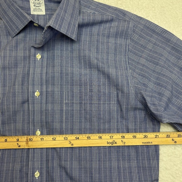 Brooks‎ Brothers Shirt Mens 16-34 Blue Glen Plaid Classic Non-Iron Supima Cotton - Picture 5 of 10